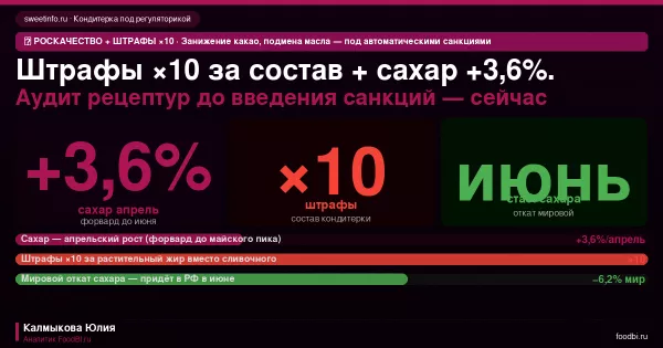 Сахар +3,6% + штрафы ×10 за состав кондитерки: ценовые и регуляторные ножницы